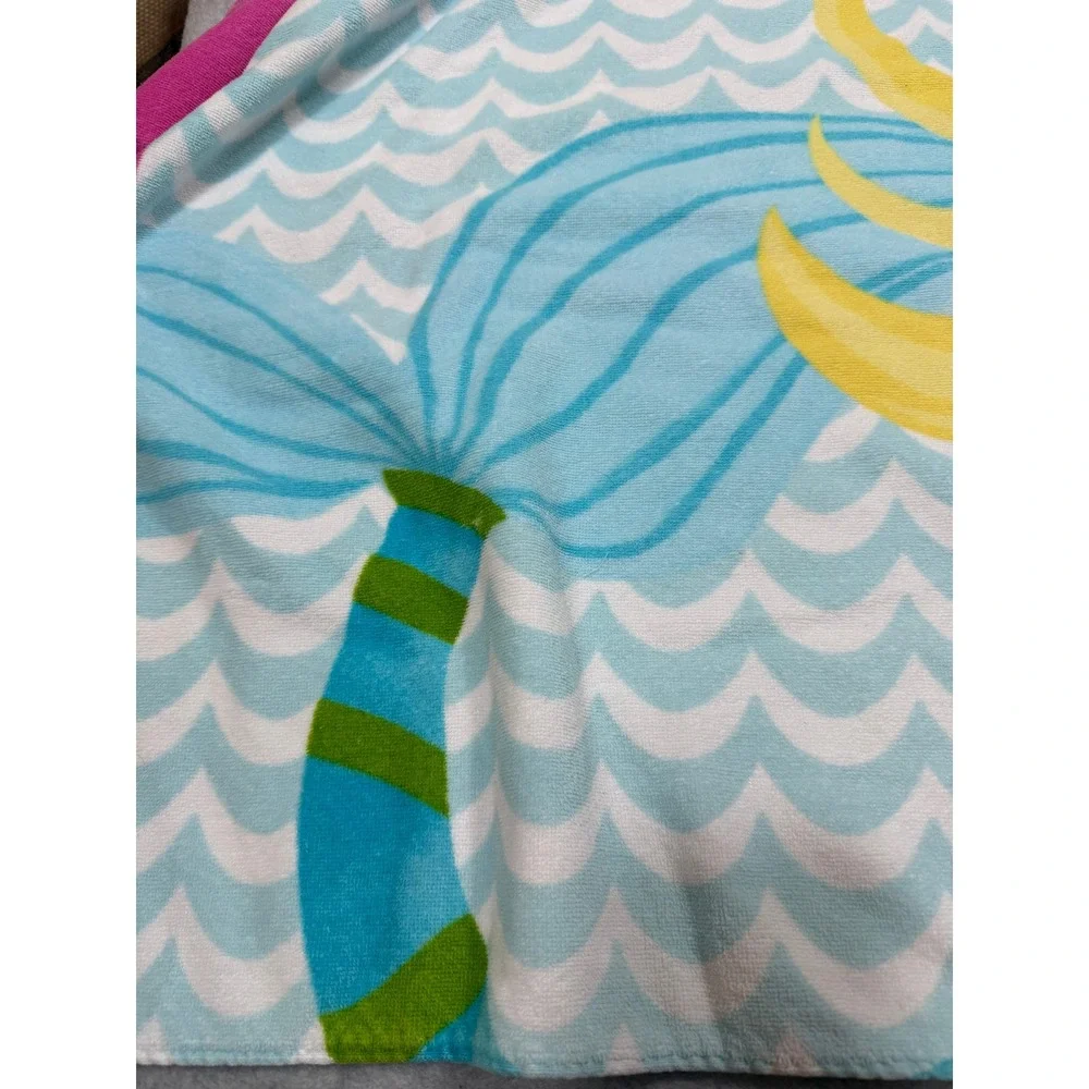 Pottery Barn Kids Mermaid Hooded Beach Towel Pink Blue Cotton Terry Wrap